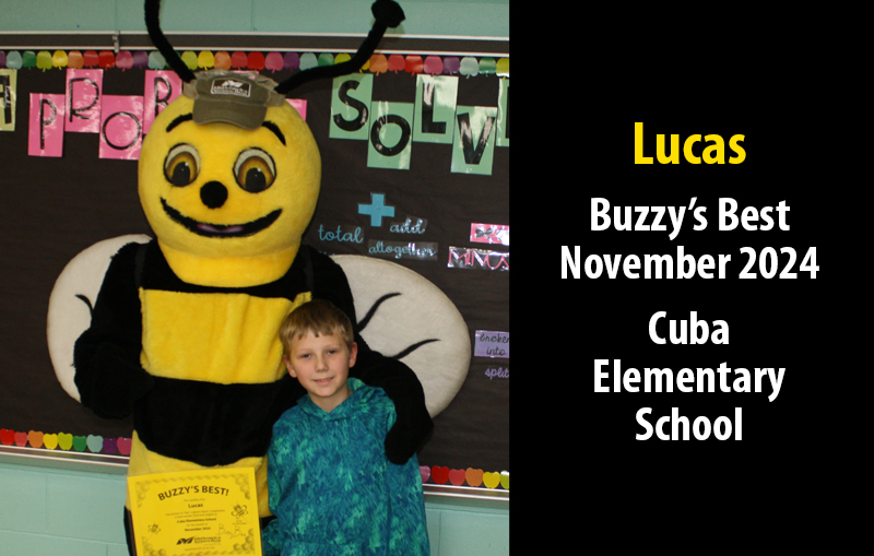 Lucas Buzzy's Best November 2024 Cuba Elementary School